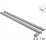 Delock Self-Adhesive Cable Duct with Sliding Lid 40 x 19 mm, incl. Coupling Piece, Length 1 m, 2-Pack, Grey