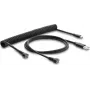 Delock Magnetic Spiral Cable USB 2.0 Type-A Male to Pogo 4 Pin Male + USB Type-C Male to Pogo 4 Pin Female Adapter Set Black 1.5 m