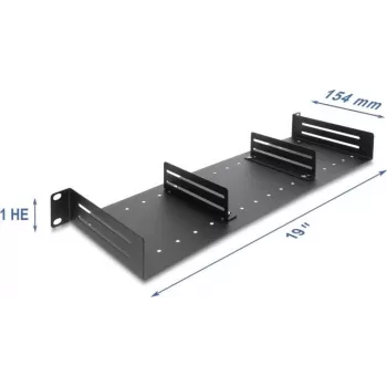 Delock 19 inch 1U Rack Shelf with 2 Adjustable Dividers, 154 mm Depth, 6 kg Load Capacity, Black