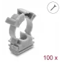 Delock Cable Sleeve Holder with Locking Clip, Screwable for 16 mm Cable Protection Hose, 100 Pieces, Grey