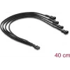 Delock Fan Cable Splitter 1 x 4 Pin PWM Socket to Plug + 3 x 4 Pin Plugs (3 Pins Occupied) with Braided Sleeving 40 cm Black