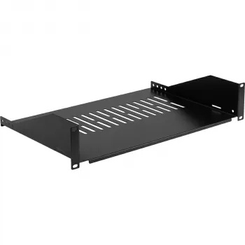 EFB ELEKTRONIK 19 inch 2U Fixed Rack Shelf 300 mm Deep 22 kg Load Jet Black RAL 9005