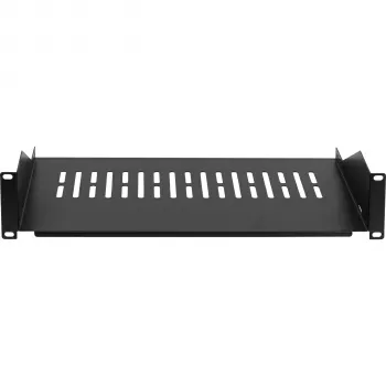 EFB ELEKTRONIK 19 inch 2U Fixed Rack Shelf 300 mm Deep 22 kg Load Jet Black RAL 9005