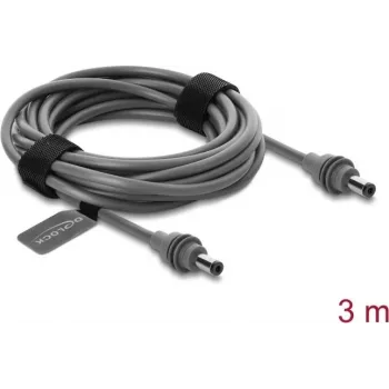 Delock 91824 DC 5.5 x 2.1 mm to DC 5.5 x 2.1 mm Power Cable for Starlink Mini, 3 m, Grey