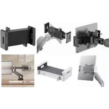 LogiLink BP0204 Universal VESA Tablet & Smartphone Clamp for Monitor Arms, 4.7 inch-15 inch, 360° Rotation, 1kg Load, Black