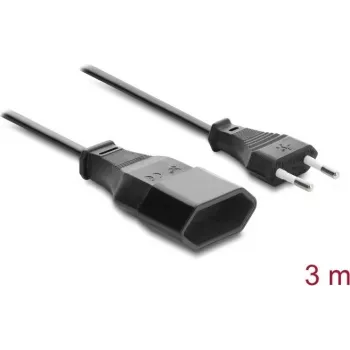 Delock Europlug Extension Cable CEE 7/16 Male to Female 2 x 0.75 mm², 3 m, Black