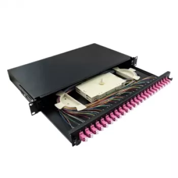 LogiLink 19 inch 1U 24-Port LC Duplex OM4 Multimode Splice Box Patch Panel, Black