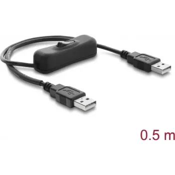 Delock USB Power Cable Type-A Male to Male with Switch 0.5 m