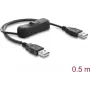 Delock USB Power Cable Type-A Male to Male with Switch 0.5 m