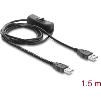 Delock USB Power Cable Type-A Male to Male with Switch 1.5 m