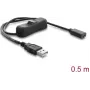 Delock USB Power Cable Type-A Male to USB Type-C Female with Switch 0.5 m