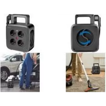 LogiLink LPS504 Cable Reel with 4 Schuko Sockets and 2 USB Ports, 5m Cable, Black