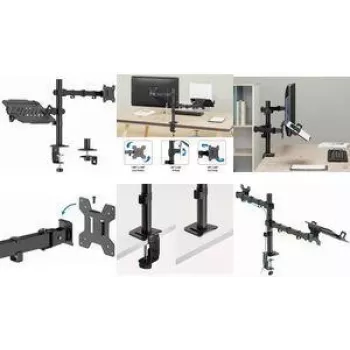 LogiLink BP0220 Monitor and Notebook Desk Mount, 17 inch-32 inch, 10kg Monitor, 9kg Laptop, Black
