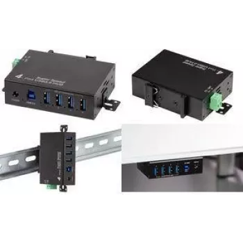 LogiLink USB 3.0 Industrial 4-Port Metal Hub with DIN Rail Mount