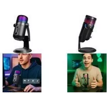 LogiLink HS0058 USB Condenser Microphone with RGB Light, 192kHz, Black