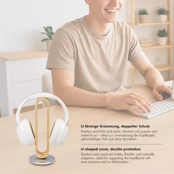 LogiLink AA0194 Headphone Stand Light Brown and Silver