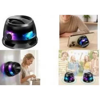 LogiLink SP0073 Portable Bluetooth 5.4 TWS Speaker with Magnetic Suction, LED Lighting, IPX5 Splash-proof, Black