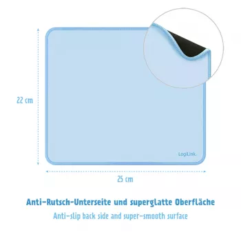 LogiLink ID0223 Mouse Pad 220 x 250 mm Blue - Textile Surface, Non-Slip Rubber Base