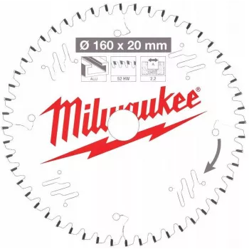 Milwaukee Circular Saw Blade 160x20x2.2x52z TF Aluminium