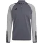 adidas Tiro 23 Competition Training Top Men's Team Grey Four Slim Fit Quarter-Zip Long Sleeve AEROREADY Recycled Polyester HU1316
