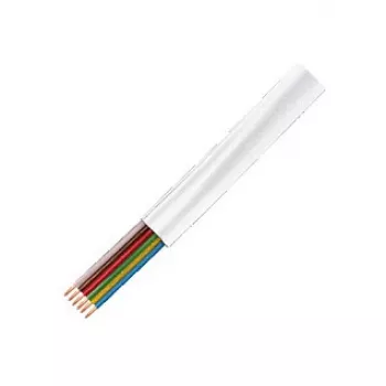 LogiLink CM06W Flat Telephone Cable, 6-Wire CCA, 6x 0.12 mm, White, 100 m Bulk Reel
