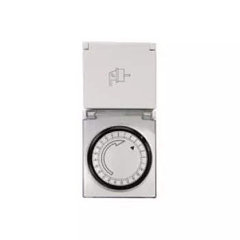 LogiLink ET0006 Outdoor Mechanical Timer Switch, IP44, 3680 W, 16 A, Daily Program, 96 Segments, 15-Minute Intervals, Schuko, Black/Grey