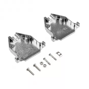 EFB Elektronik 29432.1V2 Full Metal Hood E-GP25G with Strain Relief, D-Sub 25-Pin, EMI/RFI Shielded, Zinc Alloy, Silver