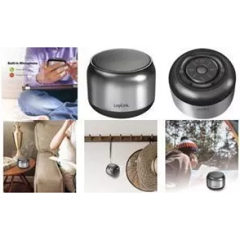 LogiLink SP0063H Bluetooth 5.1 TWS Portable Speaker, Dark Grey/Black, Hands-Free, 10 m Range