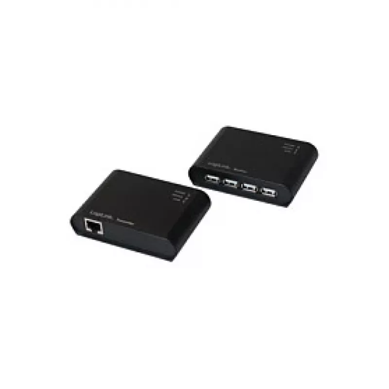 LogiLink USB 2.0 Cat.5 Extender with 4-Port Hub, 50 m, Black
