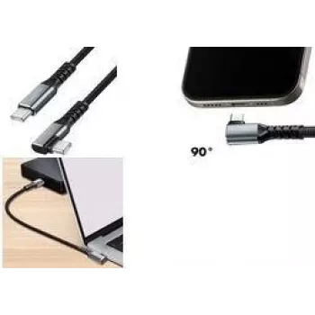 LogiLink USB 3.2 Gen 1 USB-C to USB-C Cable, 90° Angled, 2 m, Black/Grey, 5 Gbps, 60W PD, 4K Video
