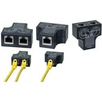 LogiLink RJ45 Port Doubler T-Adapter, 1x RJ45 Female to 2x RJ45 Female, 10/100 BaseT, Black (MP0137)