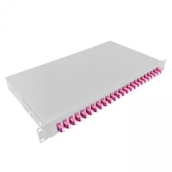 LogiLink F24LC4G 24-Port LC Duplex Fiber Optic Patch Panel, 1U 19 inch Rackmount, Grey Steel