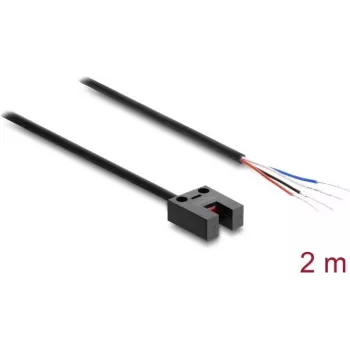 Delock Fork Light Barrier 5 mm Type U with 4 Open Cable Ends NPN L/D Switchable 2 m