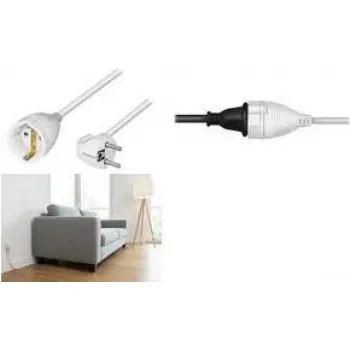 LogiLink LPS105 Power Extension Cable, CEE 7/7 Angled Plug to CEE 7/3 Socket, 2 m, White