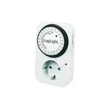 LogiLink Mechanical Timer Switch ET0001, Daily Programmable, 16A/3680W, 230V, Type F Schuko, White