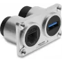 Delock Dual Panel Mount Socket USB 5 Gbps Type-A Female + RJ45 Female Cat.6 Silver