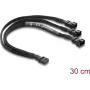 Delock Fan Splitter Cable 1 x 4-Pin PWM Female to 2 x 4-Pin PWM Male (3 Pins Wired on Second) Braided Sleeve 30 cm Black