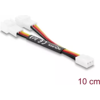 Delock Y-Fan Cable 1 x 3 Pin Female to 2 x 3 Pin Male 10 cm