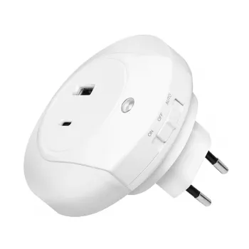 LogiLink LED Night Light with Twilight Sensor, 1x USB-A & 1x USB-C, 18W Total Output