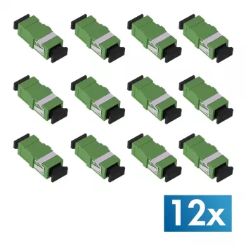 LogiLink SC Simplex Fiber Optic Adapter, Green, No Flange, 12-Pack