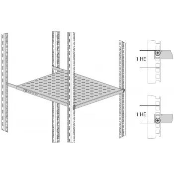 EFB Elektronik 19 inch 0.5U Fixed Rack Shelf, 70 kg Load, 750-850 mm Depth, Jet Black (RAL 9005)