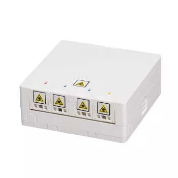 LOGILINK FTTH Termination Box FB1007, 4 Ports, Wall or DIN Rail Mounting, White