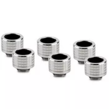 Thermal Grizzly DeltaMate Compression Fitting, Brass - Gloss Nickel, HT14, 6-Pack