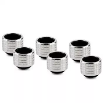 Thermal Grizzly DeltaMate Compression Fitting, Brass - Gloss Nickel, HT16, 6-Pack