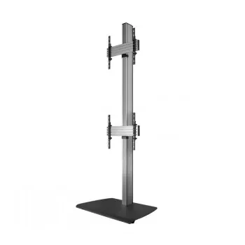 B-TECH AV SYSTEM X - Universal Dual Stack Flat Screen Floor Stand (VESA 600 x 400) - 2.4m, Black