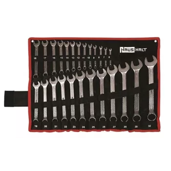 Combination Spanner Set Household 25 Pcs Chrome Vanadium Steel Metric 6-32mm with Roll-up Pouch