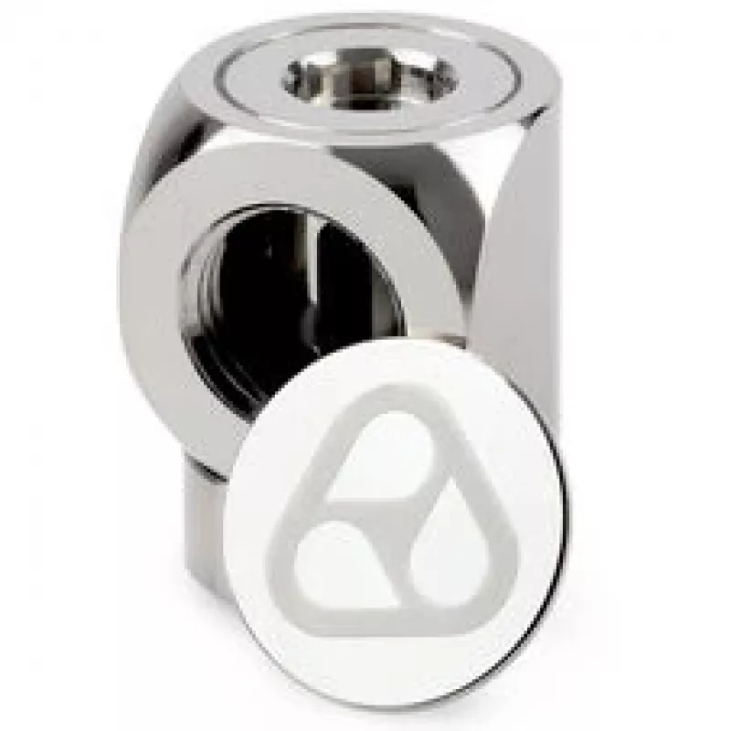 Thermal Grizzly DeltaMate Rotary 90° Female-to-Female G1/4 Adapter Fitting, Gloss Nickel