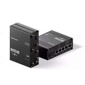 Teltonika Networks RUTC40 Industrial 4G LTE Cat 6 Dual-Band Wi-Fi 5 Gigabit Router with Dual SIM, GNSS, UK Power Supply