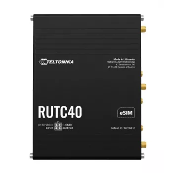 Teltonika Networks RUTC40 Industrial 4G LTE Cat 6 Dual-Band Wi-Fi 5 Gigabit Router with Dual SIM, GNSS, UK Power Supply