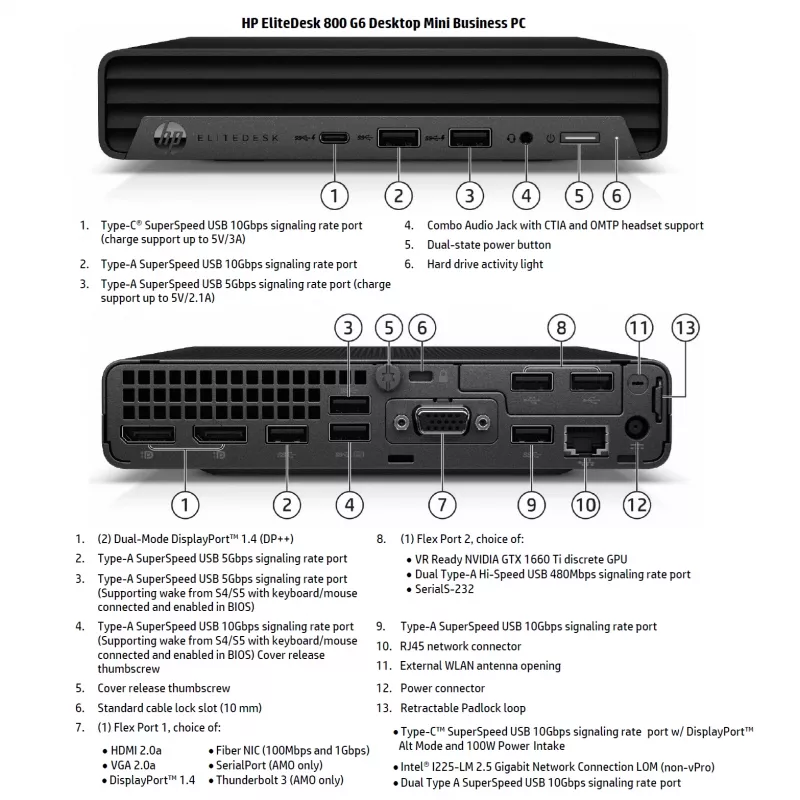 HP Renewed EliteDesk 800 G6 Desktop Mini PC - Intel Core i5-10500T, 16GB RAM, 256GB SSD, Intel UHD Graphics 630, Windows 11 Pro (Grade A)